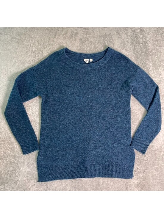 GAP Sweaters - Gap Crew Neck Tunic Sweater Womens S Blue Soft Knit Stretch Pullover Cozy Casual